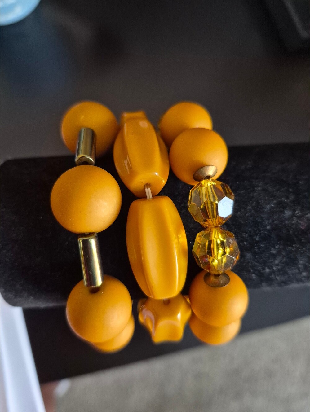 Mustard Color Beaded Bracelet Set Like New